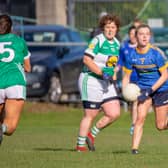 Brian Borus Shona Lang comes away with ball during Saturday's County Ladies Football semi-final game against Cahir. Pic: Cahir Media