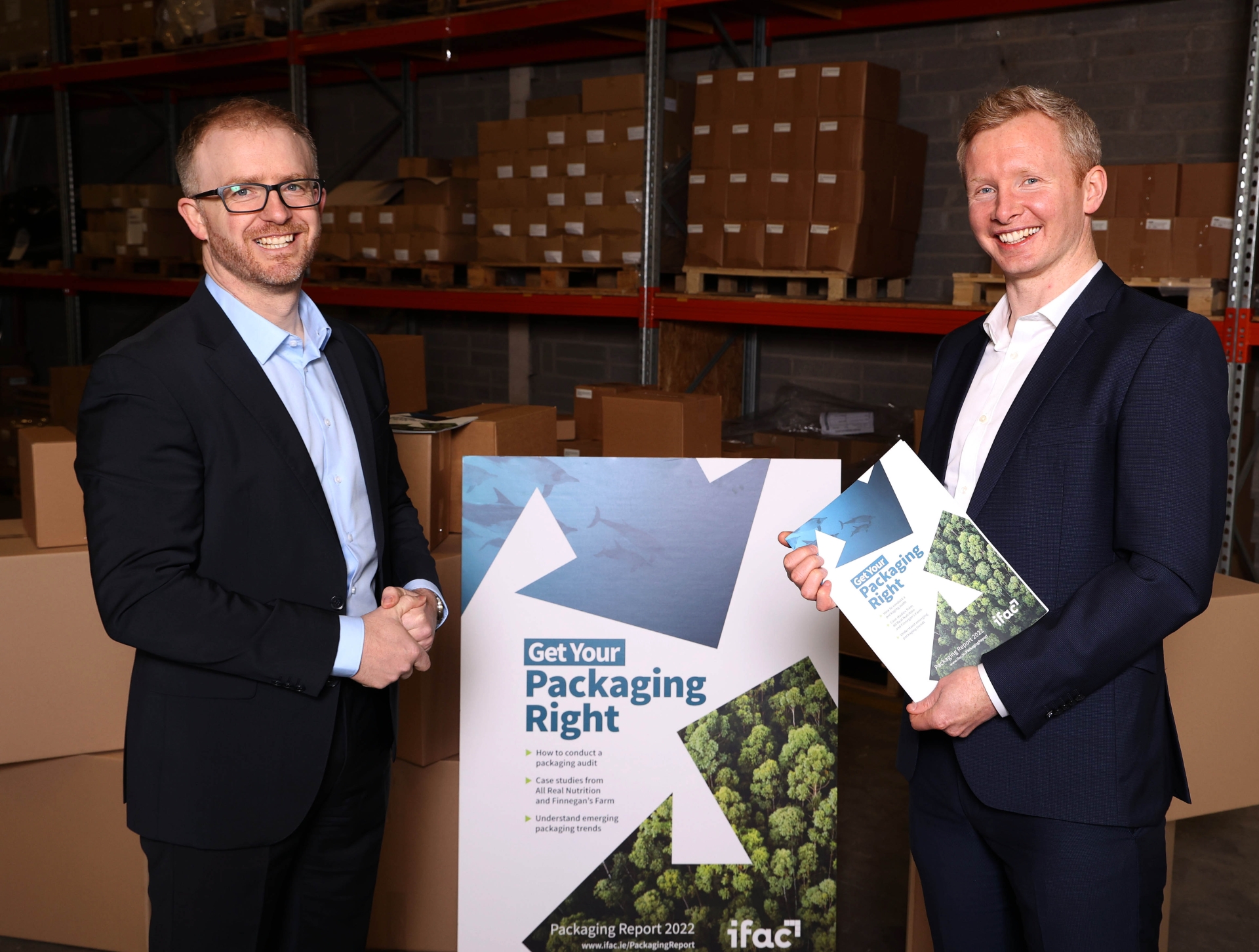 David Leydon, Head of Food and Agribusiness and Lorcan Bannon, Associate Director, Food and Agribusiness from ifac’s award-winning Food and Agribusiness advisory team launching the firm’s Packaging Re