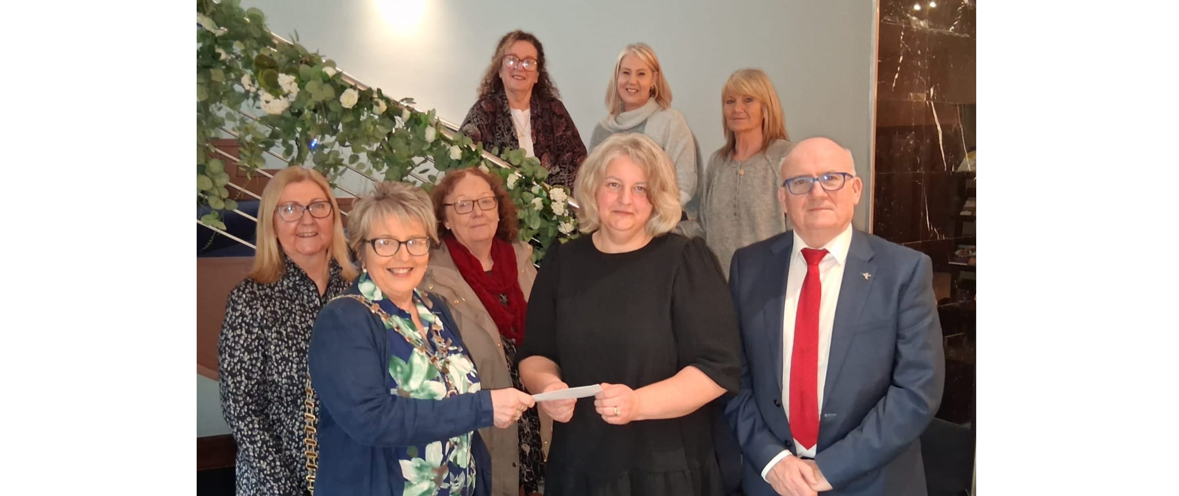 Back, Maeve McCormack, Elaina Fitzgerald, Sharon Walsh. Front, Catherine O'Meara, Catherine Murphy, President, Lions Club; Jill Sandvoss, Liz Sorial and Paul Cremmins, Secretary, Lions Club