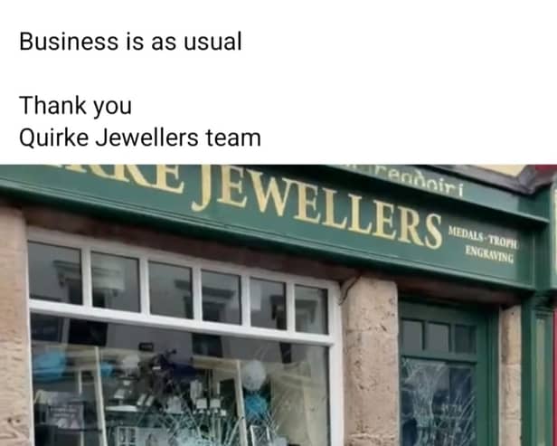 The window at Quirke Jewellers in Castle Street, Cahir was broken