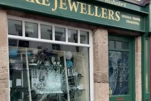 The window at Quirke Jewellers in Castle Street, Cahir was broken