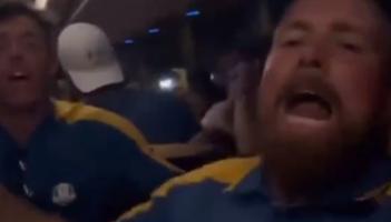 WATCH: 'Europe's on fire' -Shane Lowry leads European Ryder Cup victory bus singalong  