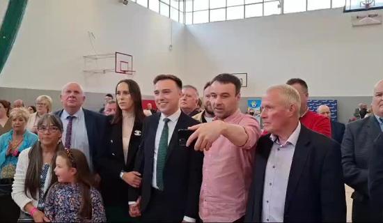 Ryan O'Meara celebrates his election