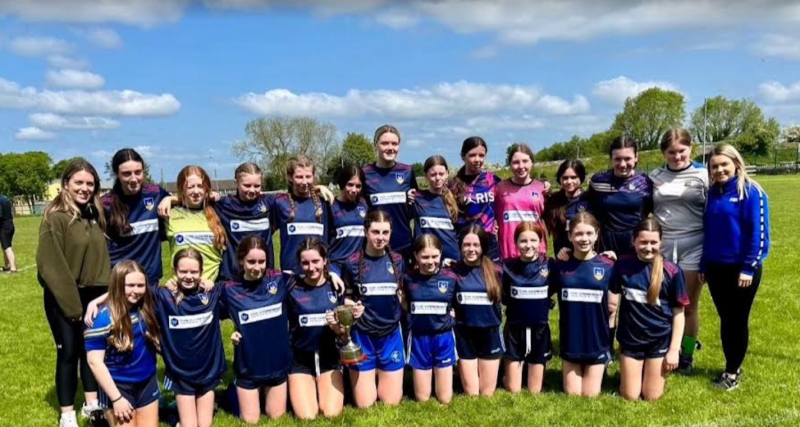St Mary's Newport first year girls soccer team take home the Shannonside League title
