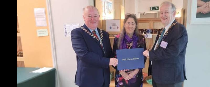 Tipperary Rotarian is honoured for her outstanding contribution with the  Paul Harris Medal
