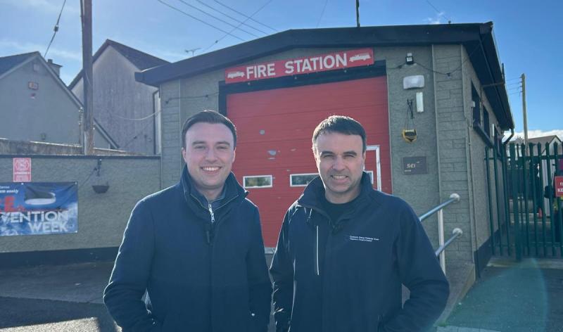Photo attached of Deputy Ryan O&rsquo;Meara and Cllr JP O&rsquo;Meara outside the current fire station in Borrisokane.