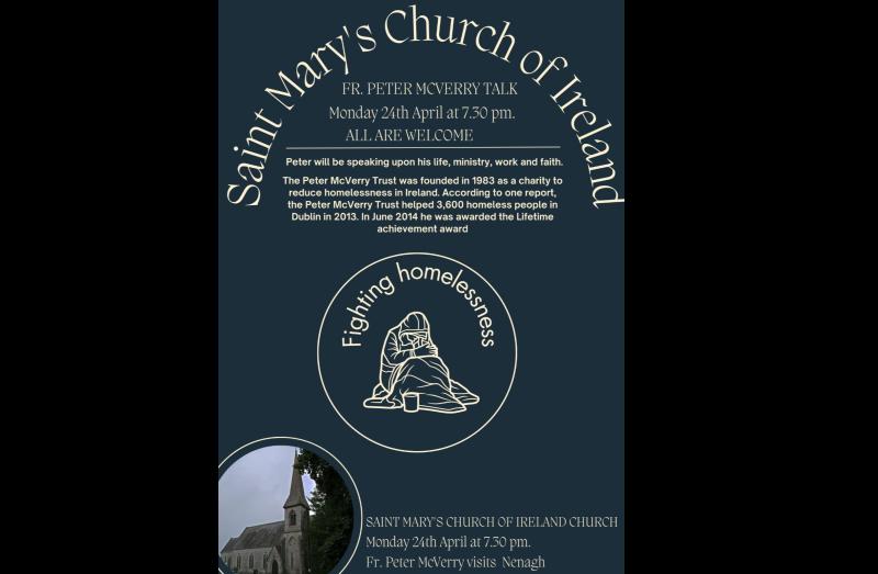 Fr Peter McVerry is to give a talk in Nenagh next week