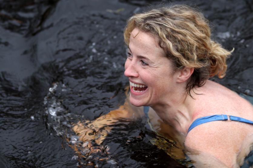 Nenagh lady Ruth Quinlan participating in the sponsored swim at Youghal Quay over the Christmas Season in aid of North Tipperary Hospice.  Picture: Br